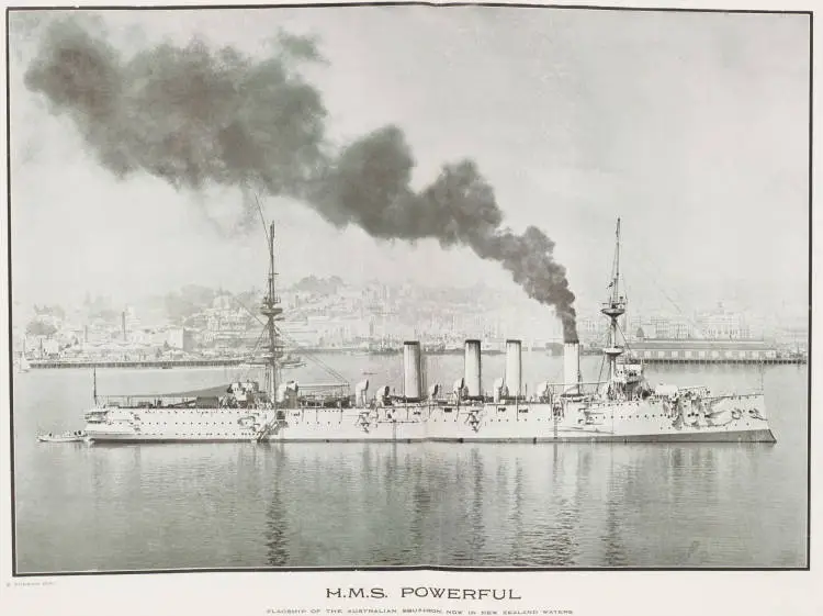 H.M.S. Powerful. Flagship of the Australian squadron now in New Zealand waters