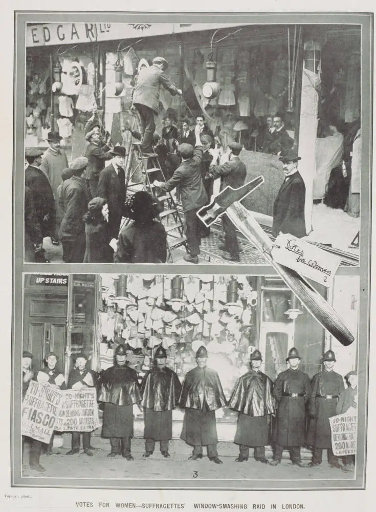 Votes for women - suffragettes' window-smashing raid in London