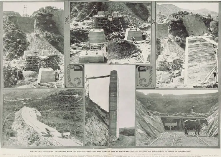 Some of the engineering difficulties which the constructors of the East Coast railway have to surmount - viaducts. cuttings and embankments in course of construction