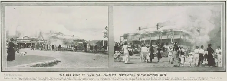 The fire fiend at Cambridge - complete destruction of the National Hotel
