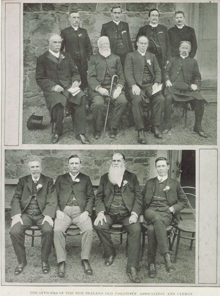 The officers of the New Zealand Old Colonists' Association and clergy