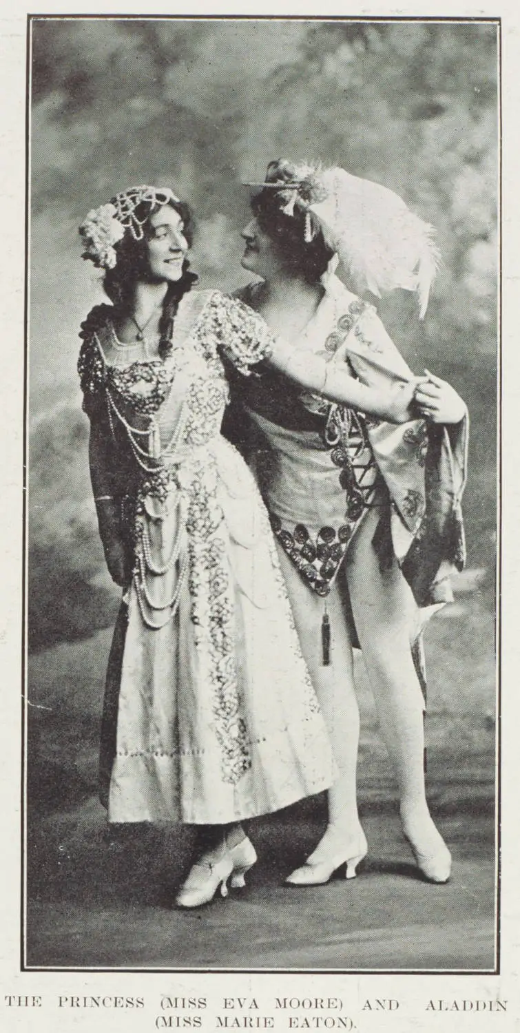 The Princess (Miss Eva Moore) and Aladdin (Miss Marie Eaton