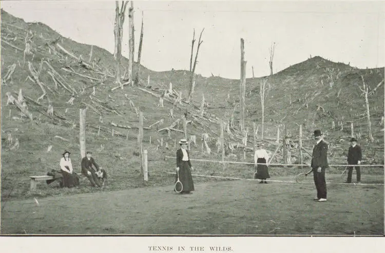 Tennis in the wilds. a country settler's tennis court in the backblocks of Taranaki