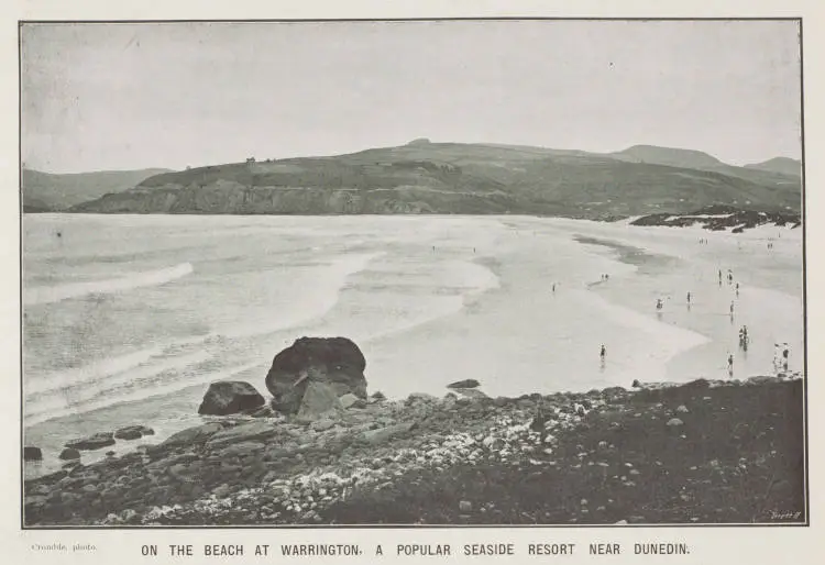 On the beach at Warrington, a popular seaside resort near Dunedin