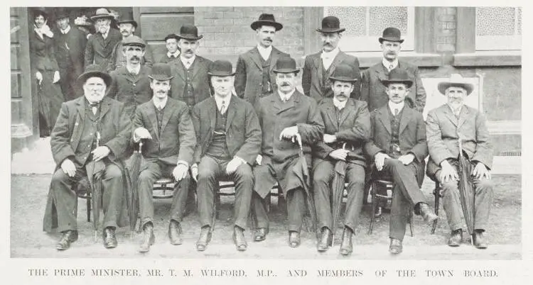 The Prime Minister, Mr T.M. Wilford, M.P., and members of the Town Board
