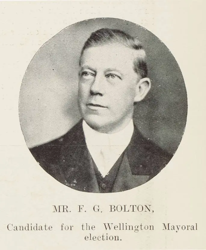 Mr F.G. Bolton, candidate for the Wellington mayoral election