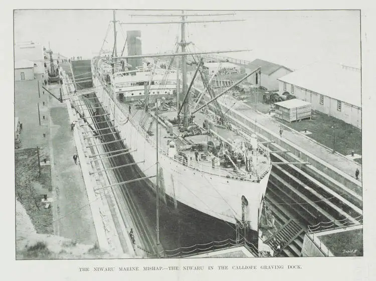 The Niwaru marine mishap - the Niwaru in the Calliope graving dock