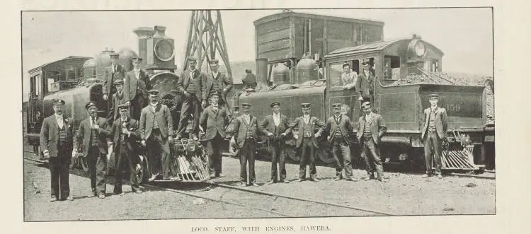 Loco staff, with engines, Hawera