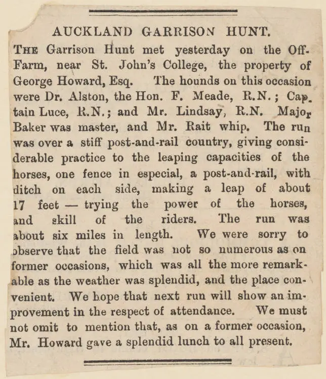Auckland Garrison Hunt, 1866