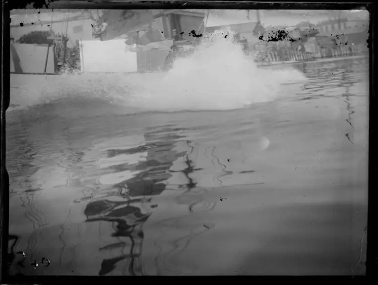 The launching of a boat, Freemans Bay