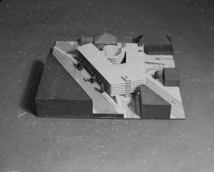Model of a proposed carpark in Fanshaw Street, 1954