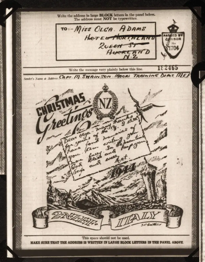 2 NZEF Christmas Greetings telegram 1944