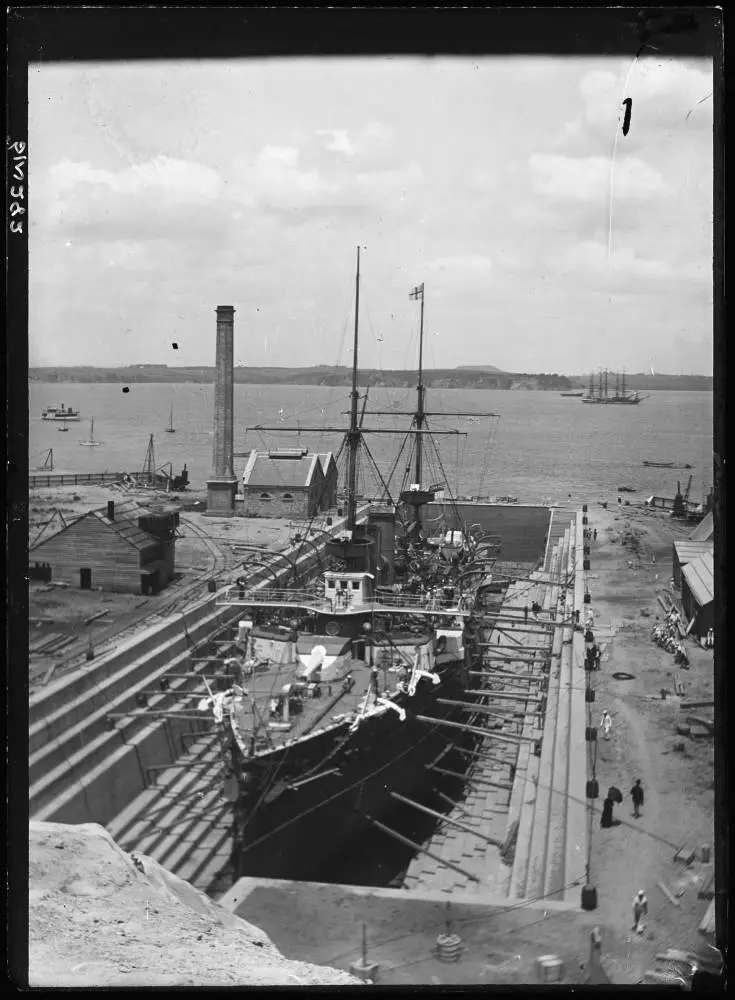 Warship in the Calliope dock, Devonport