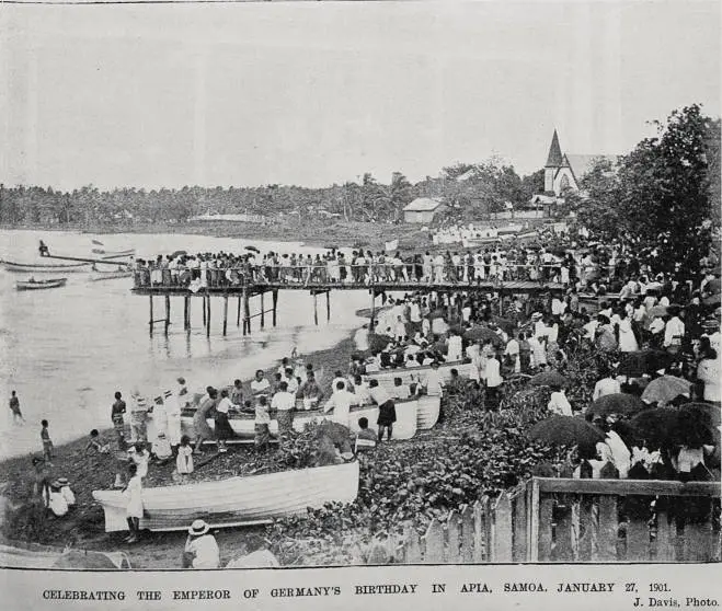 Celebrating the Emperor of Germany's birthday in Apia, Samoa, January 27, 1901