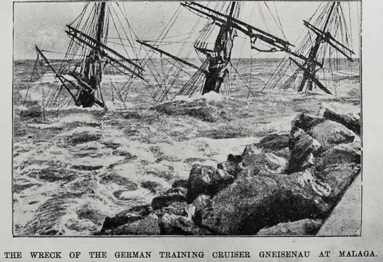 The wreck of the German training Cruiser Gneisenau at Malaga