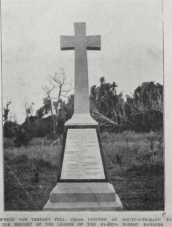 Where Von Tempsky fell: cross erected at Ngutu-o-te-Manu