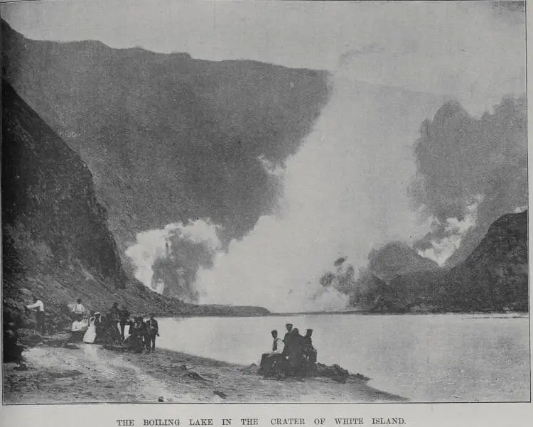 The boiling lake in the crater on White Island