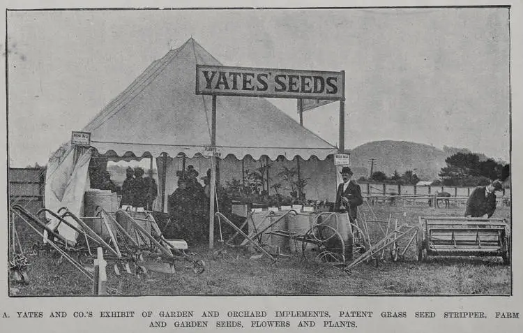 Arthur Yates and Company's exhibit of garden and orchard implements, patent grass seed stripper, farm and garden seeds, flowers and plants