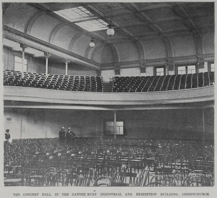 The concert hall in the Canterbury Industrial and Exhibition building, Christchurch