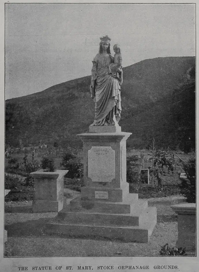 The statue of St Mary, Stoke orphanage grounds