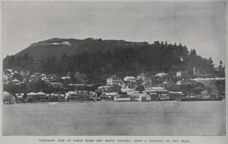 Telephoto view of North Shore and Mount Victoria from a distance of two miles