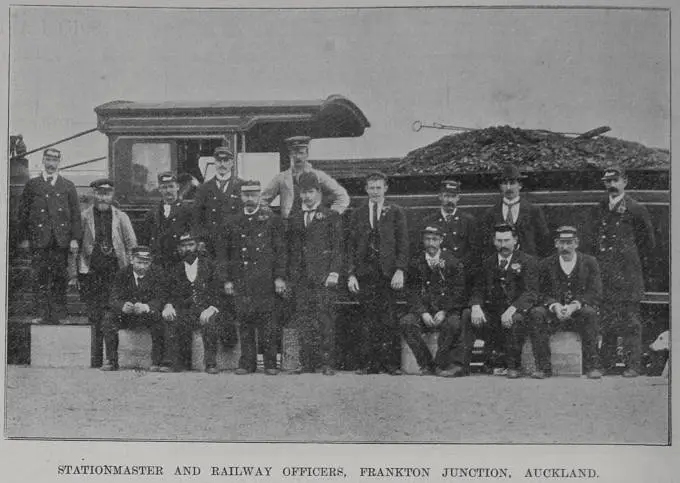 Stationmaster and railway officers, Frankton Junction, Auckland