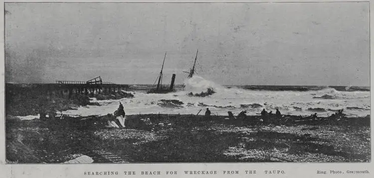 Searching the beach for wreckage from the Taupo