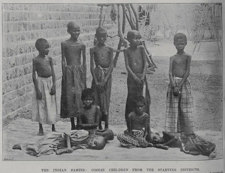 The Indian famine: Coolie children from the starving districts