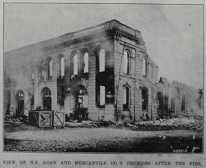 View of N Z Loan and Mercantile Co's premises after the fire