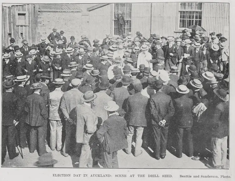 Election Day in Auckland: scene at the Drill Shed