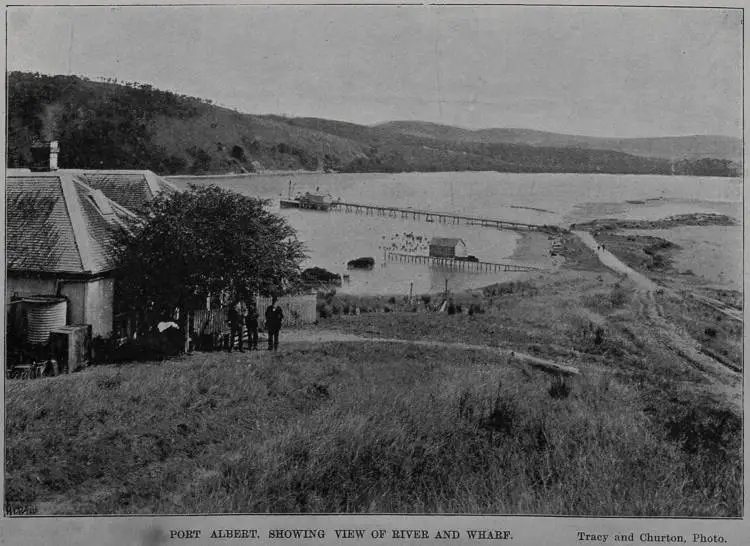 Port Albert, showing view of river and wharf