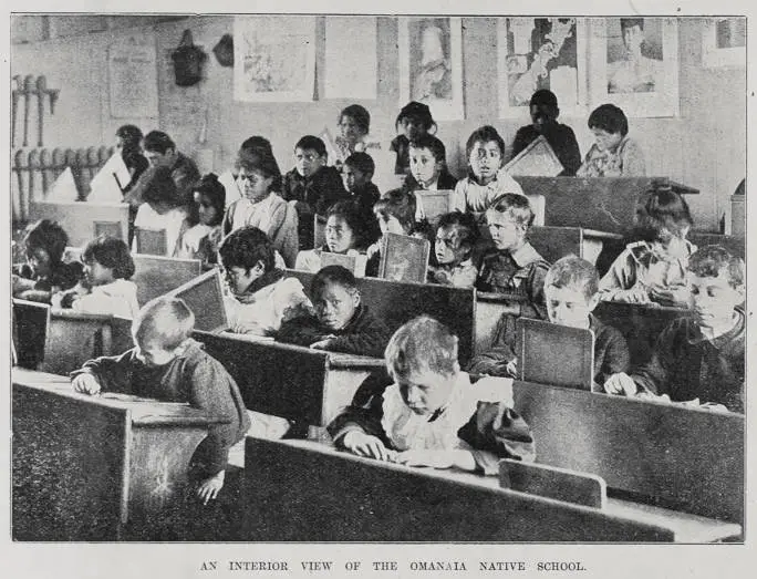 An interior view of the Omanaia native school