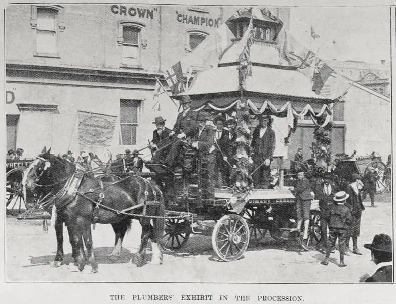 The plumbers exhibit in the procession