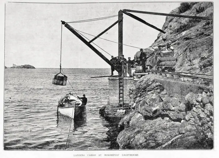 Landing of cargo at Mokohinau lighthouse