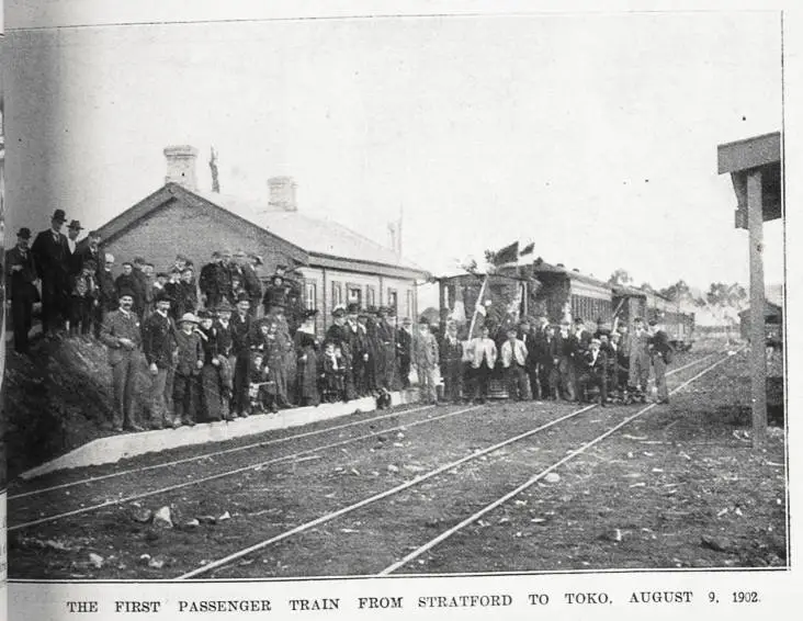 The first passenger train from Stratford to Toko, 9 August 1902