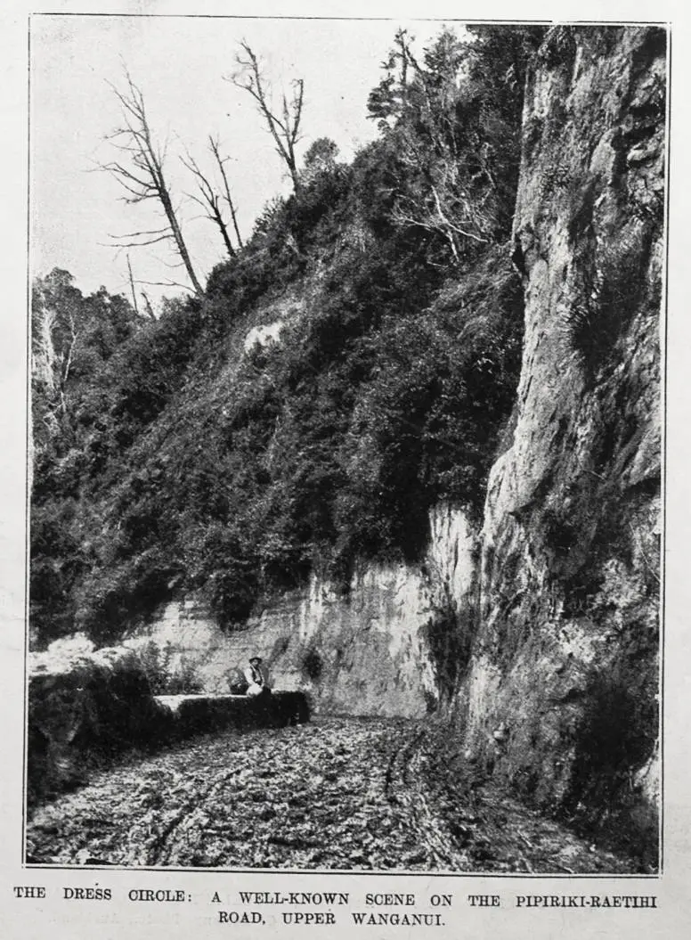 The dress circle, a scene on the Pipiriki-Raetihi road on the upper Wanganui River