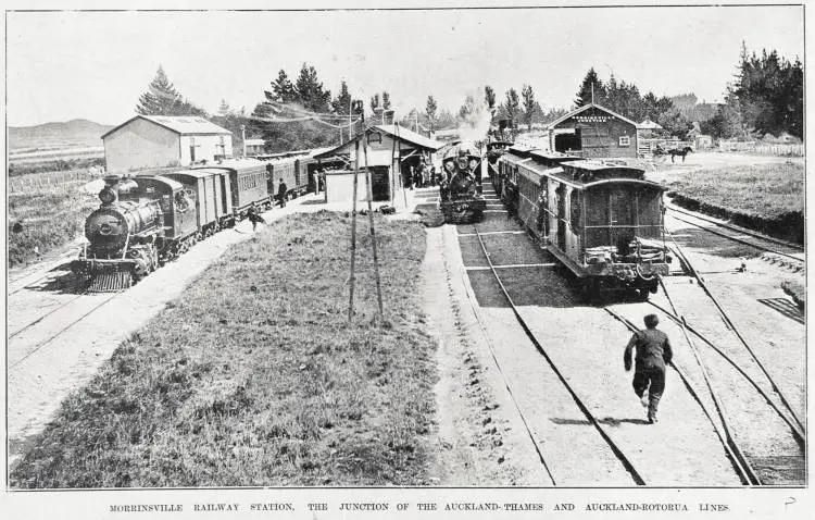 Morrinsville railway station, the junction of the Auckland-Thames and Auckland-Rotorua lines