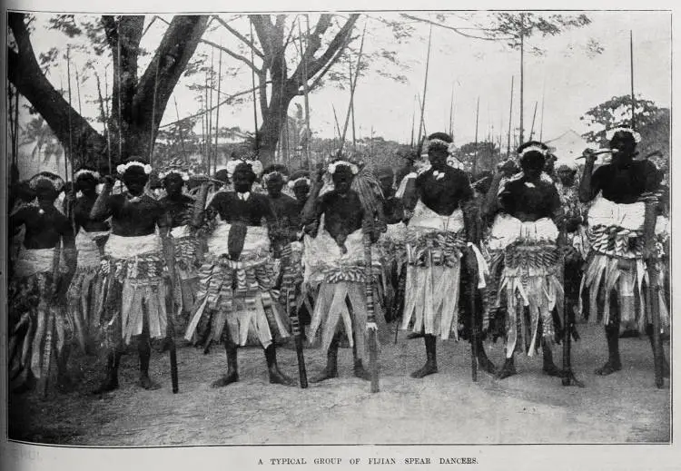 A typical group of Fijian spear dancers