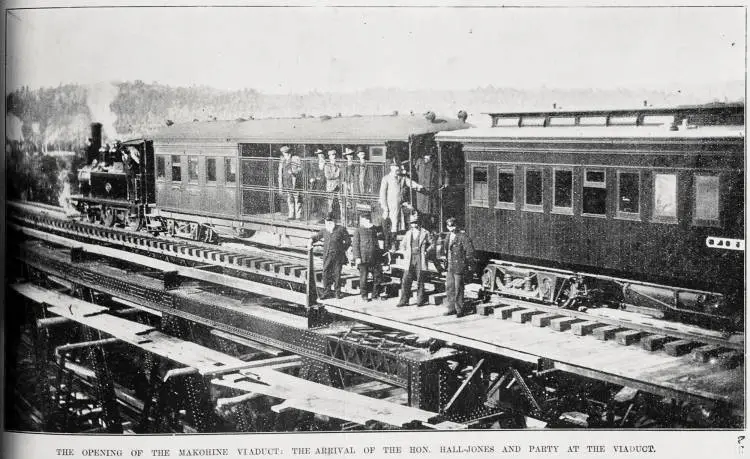 The opening of the Makohine Viaduct and the arrival of the Honourable Hall-Jones and party at the viaduct