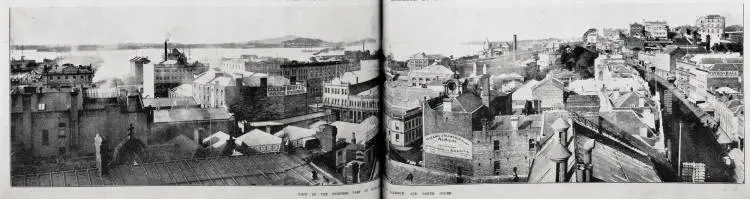 Panoramic view looking north and east over Auckland central