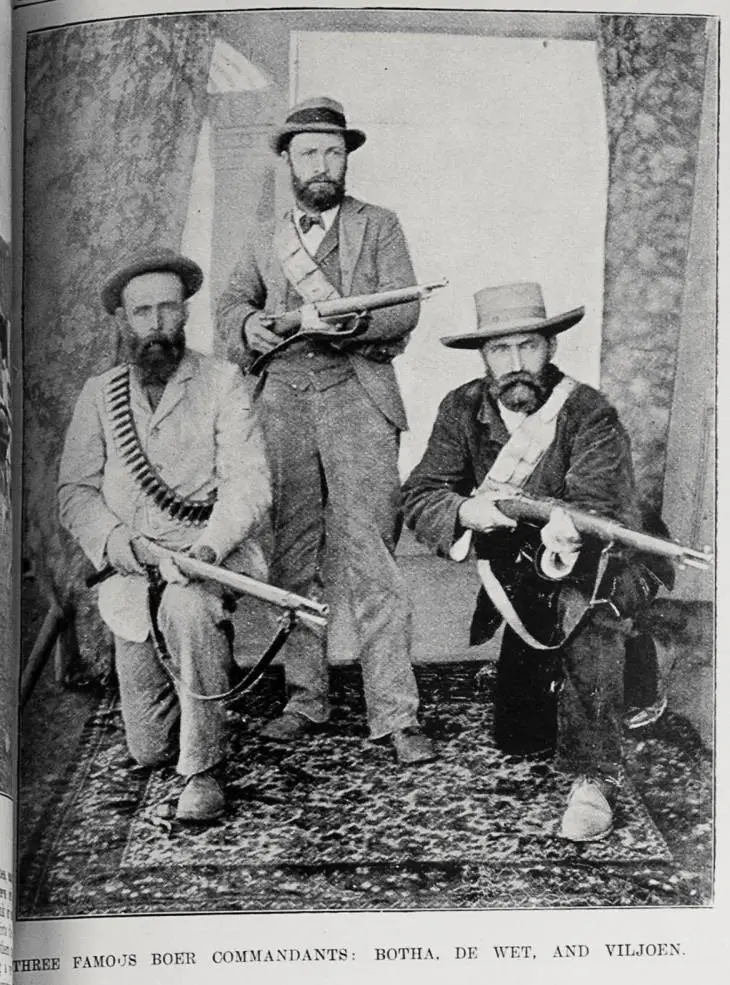 Three famous Boer commandants, Generals Botha, De Wet and Viljoen