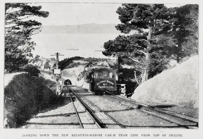 The Kelburn-Karori cable tram line, Wellington from the top of the incline