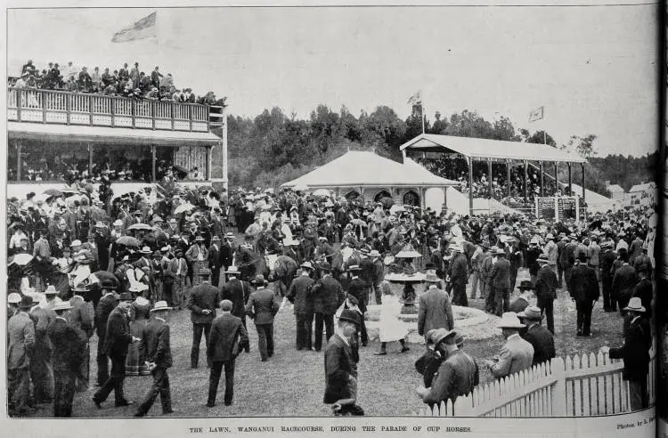 The lawn at the Wanganui Racecourse during the parade of cup horses