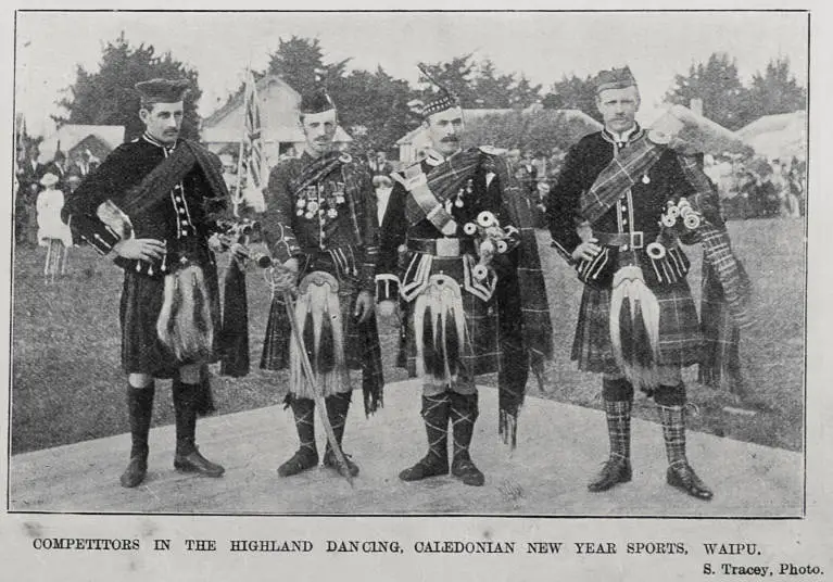 Competitors in the Highland dancing at the Caledonian New Year sports day at Waipu