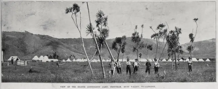 View of the 8th New Zealand Contingent's camp at Trentham, Hutt Valley, Wellington