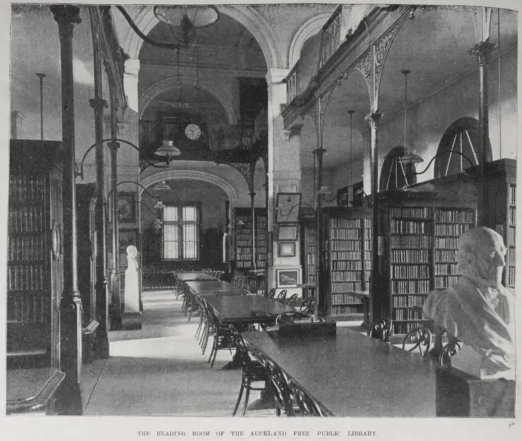 The reading room of the Auckland Free Public Library