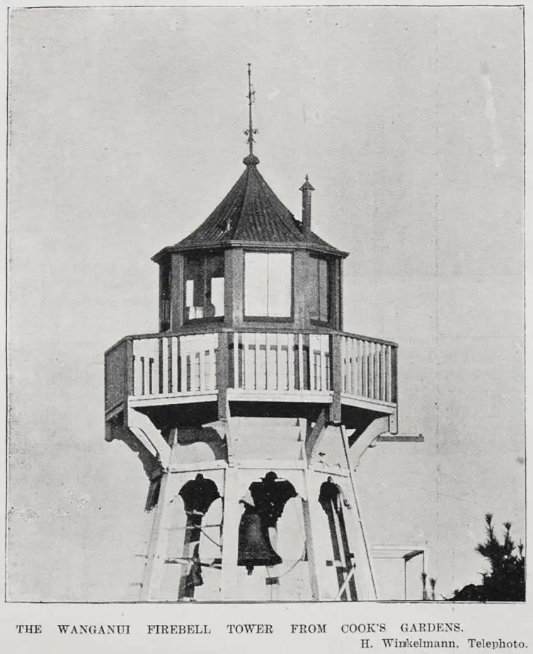 The Wanganui Firebell Tower from Cook's Gardens