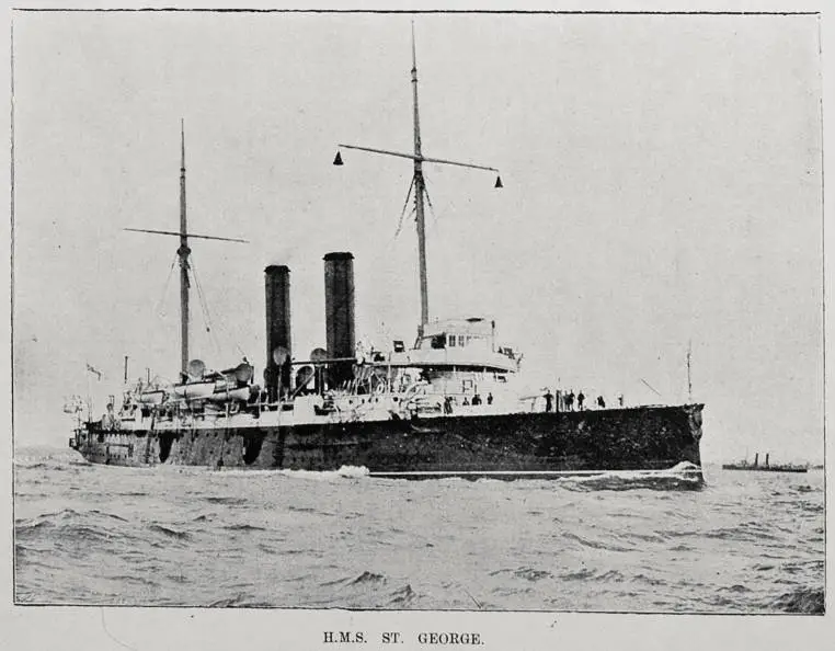 The British Warships escorting the Royal Yacht Ophir