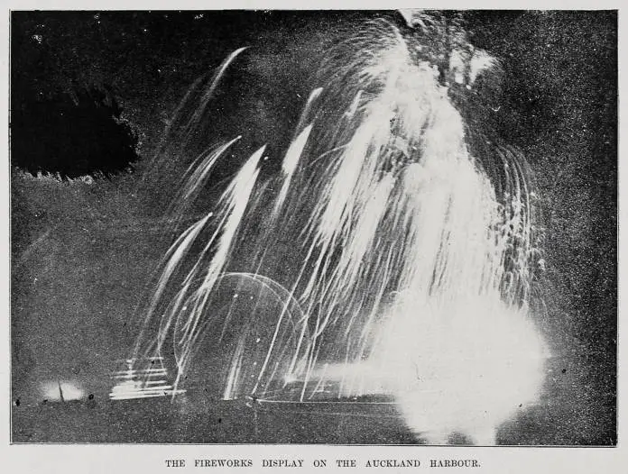 The fireworks display on the Auckland Harbour