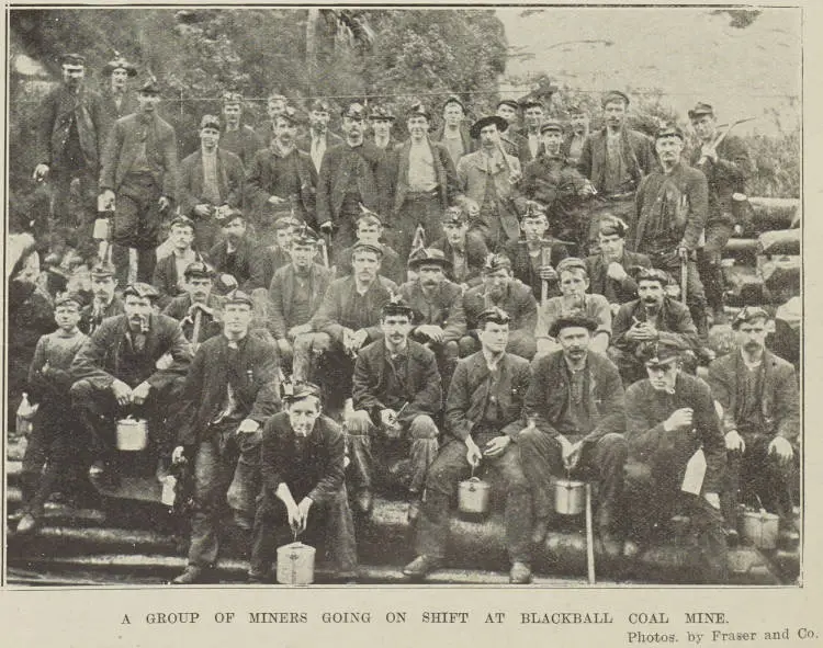 A GROUP OF MINERS GOING ON SHIFT AT BLACKBALL COAL MINE